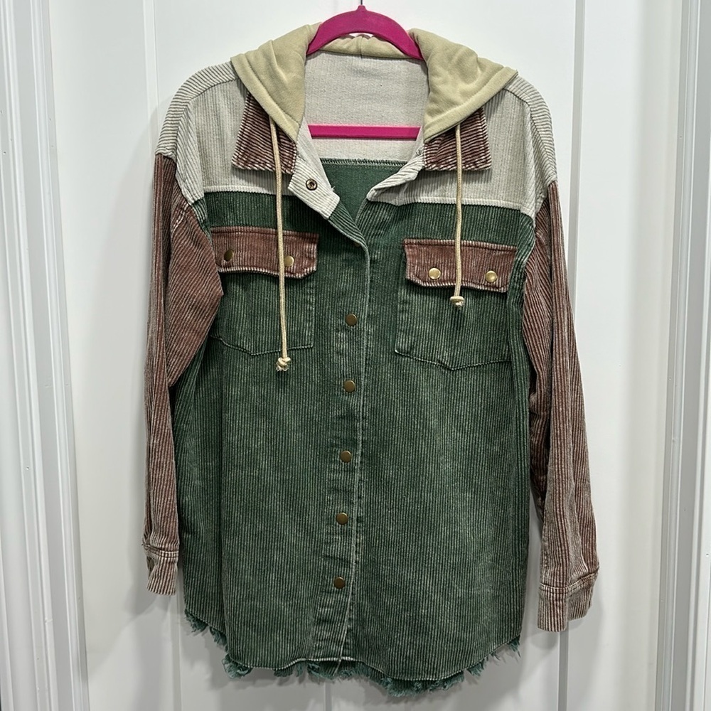 Corduroy Hoodie Shacket Size Large
